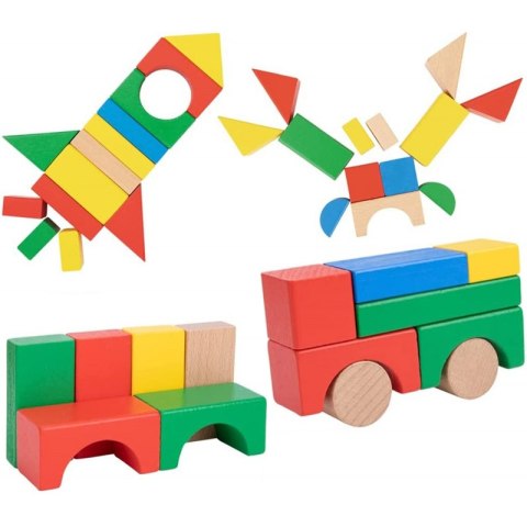 TOOKY TOY Drewniane Kolorowe Klocki Do Układania Figury Tooky Toy TOOKY TOY Drewniane Kolorowe Klocki Do Układania Figury Tooky Toy