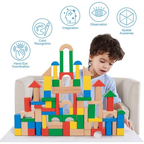 TOOKY TOY Drewniane Kolorowe Klocki Do Układania Figury Tooky Toy TOOKY TOY Drewniane Kolorowe Klocki Do Układania Figury Tooky Toy