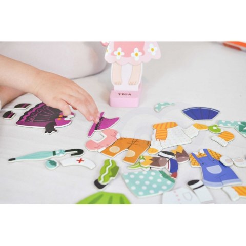 Viga Drewniana Układanka Magnetyczna Ubieranka Edukacyjna Viga Toys