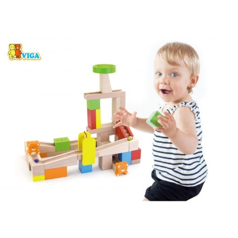 Drewniany Tor na kulki Kulodron 49 elementów od Viga Viga Toys Drewniany Tor na kulki Kulodron 49 elementów od Viga Viga Toys