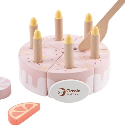 CLASSIC WORLD Drewniany Tort Urodzinowy do Krojenia Świeczki Owoce 16 el. Classic World CLASSIC WORLD Drewniany Tort Urodzinowy do Krojenia Świeczki Owoce 16 el. Classic World