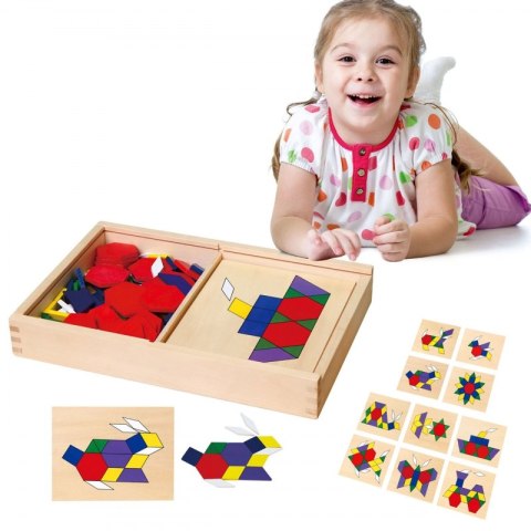 Drewniana Mozaika Geometryczna Viga Toys Układanka Logiczna Klocki 148 el Viga Toys