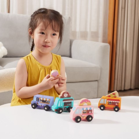VIGA Drewniany Zestaw Food Trucki Pojazdy cukierni 4 autka Viga Toys VIGA Drewniany Zestaw Food Trucki Pojazdy cukierni 4 autka Viga Toys