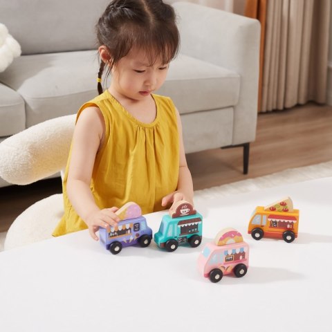 VIGA Drewniany Zestaw Food Trucki Pojazdy cukierni 4 autka Viga Toys VIGA Drewniany Zestaw Food Trucki Pojazdy cukierni 4 autka Viga Toys