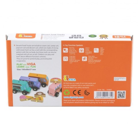 VIGA Drewniany Zestaw Food Trucki Pojazdy cukierni 4 autka Viga Toys VIGA Drewniany Zestaw Food Trucki Pojazdy cukierni 4 autka Viga Toys