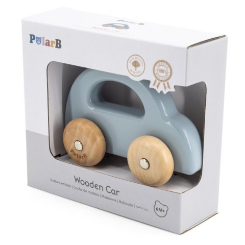 VIGA PolarB Drewniany Samochodzik do Pchania Niebieski Viga Toys