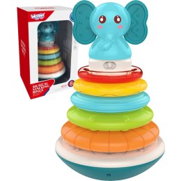 WOOPIE BABY Piramida Wieża Interaktywna Słonik z Obręczami Grzechotka Woopie