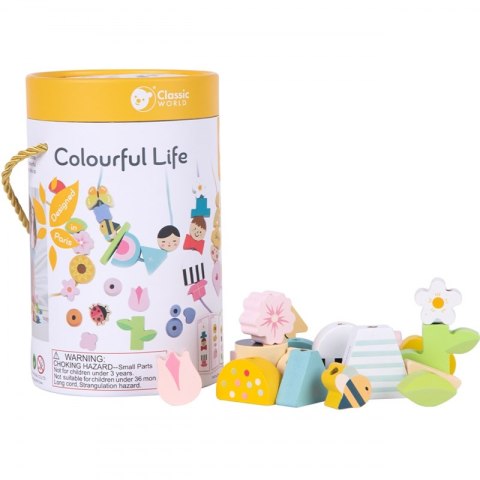 CLASSIC WORLD Drewniane Klocki do Nawlekania Ubieranie Dzieci 73 el. Classic World