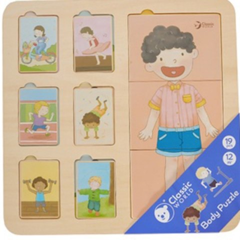 CLASSIC WORLD Tablica Edukacyjna Ciało Ludzkie Układanka Klocki Puzzle dla Dzieci Dopasuj 19 el. Classic World