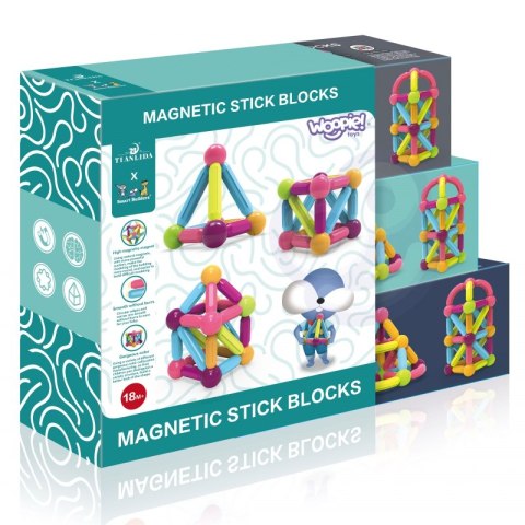 WOOPIE Magnetyczne Klocki Konstrukcyjne Edukacyjne Duże Grube 38 el. Woopie