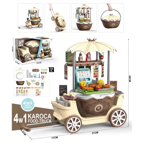 WOOPIE FastFood Sklep na Kółkach Wózek Wlizka 59 akc. 4w1 Woopie