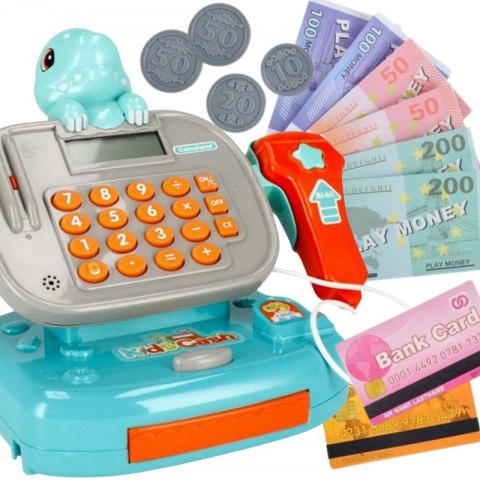 WOOPIE Kasa Sklepowa z Półką DINO Niebieski Woopie WOOPIE Kasa Sklepowa z Półką DINO Niebieski Woopie