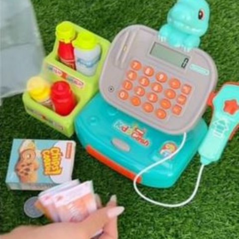 WOOPIE Kasa Sklepowa z Półką DINO Niebieski Woopie WOOPIE Kasa Sklepowa z Półką DINO Niebieski Woopie