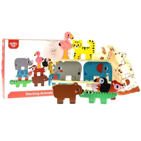 TOOKY TOY Drewniane Klocki Zwierzątka 9 Elementów Tooky Toy