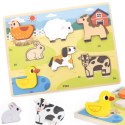 VIGA Drewniane Puzzle Układanka Montessori 2w1 Figurki Farma Viga Toys