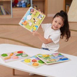 VIGA Drewniane Puzzle Układanka Montessori 2w1 Figurki Farma Viga Toys