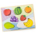 VIGA Drewniane Puzzle Układanka Montessori 2w1 Figurki Owoce Viga Toys