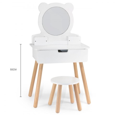 VIGA Duża Toaletka Drewniana Biała z Lustrem i Krzesełkiem Viga Toys