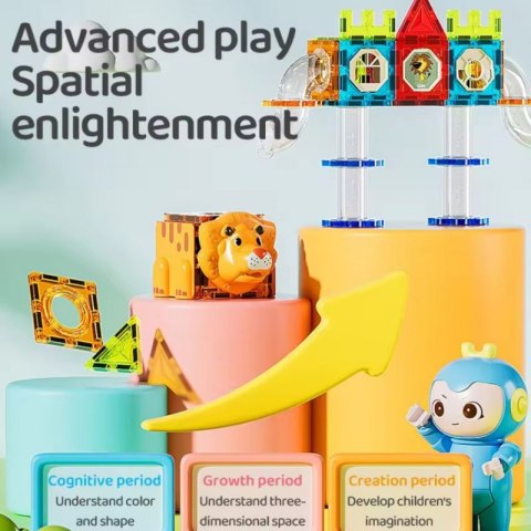 WOOPIE Klocki Magnetyczne Tor Kulkowy Zwierzęcy Raj 104 el. Woopie