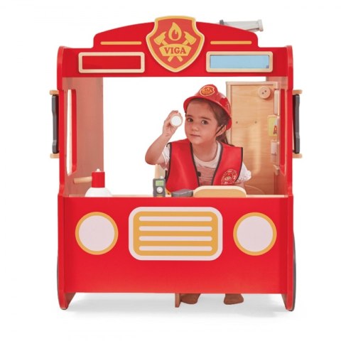 VIGA Duży Drewniany Wóz Strażacki Plac Zabaw Montessori Viga Toys