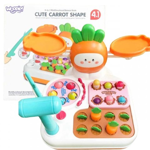 WOOPIE Gra Zręcznościowa 4w1 Łowienie Rybek Waga Szalkowa Uderz w Kreta i Marchewki Woopie