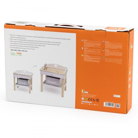 VIGA Drewniany Przewijak 2w1 wanna dla Lalek Viga Toys
