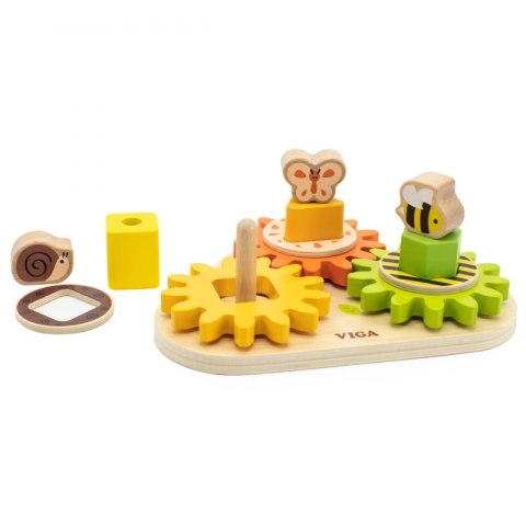VIGA Drewniany Sorter Koła Zębate "Kształty i Mechanizmy" Viga Toys