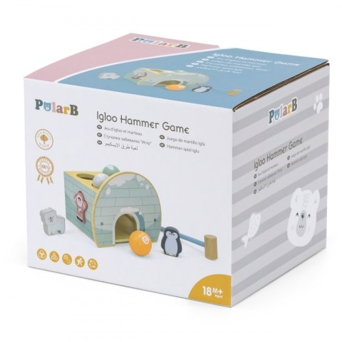 VIGA PolarB Drewniany Przebijak Igloo z Młoteczkiem Figurkami i Sorterem Viga Toys