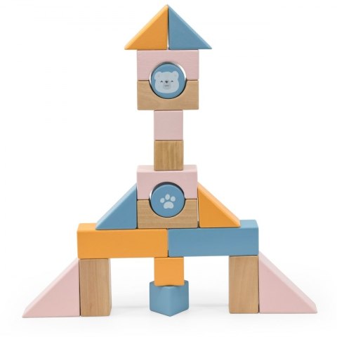 VIGA PolarB Drewniany Wózek do Ciągnięcia + Klocki 21 el. Viga Toys