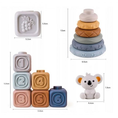 WOOPIE BABY Zestaw Edukacyjny 3w1 Piramidka Klocki Gryzak Woopie