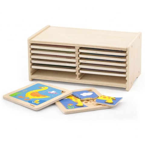 VIGA Puzzle drewniane 12 plansz po 4 puzzle w stojaku Viga Toys VIGA Puzzle drewniane 12 plansz po 4 puzzle w stojaku Viga Toys