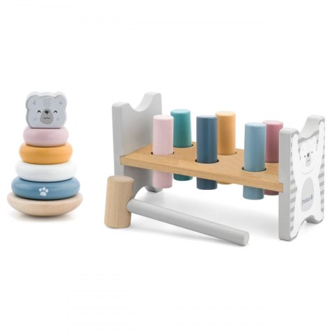 VIGA PolarB Zestaw Drewniana Piramidka + Przebijanka z Młoteczkiem Miś Polarny Montessori Viga Toys VIGA PolarB Zestaw Drewniana Piramidka + Przebijanka z Młoteczkiem Miś Polarny Montessori Viga Toys
