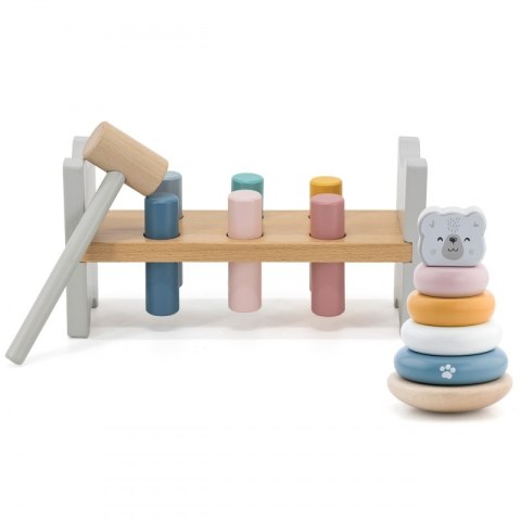 VIGA PolarB Zestaw Drewniana Piramidka + Przebijanka z Młoteczkiem Miś Polarny Montessori Viga Toys VIGA PolarB Zestaw Drewniana Piramidka + Przebijanka z Młoteczkiem Miś Polarny Montessori Viga Toys