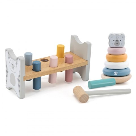 VIGA PolarB Zestaw Drewniana Piramidka + Przebijanka z Młoteczkiem Miś Polarny Montessori Viga Toys VIGA PolarB Zestaw Drewniana Piramidka + Przebijanka z Młoteczkiem Miś Polarny Montessori Viga Toys