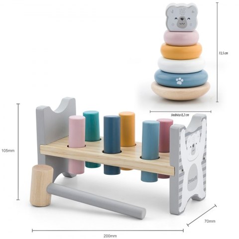 VIGA PolarB Zestaw Drewniana Piramidka + Przebijanka z Młoteczkiem Miś Polarny Montessori Viga Toys VIGA PolarB Zestaw Drewniana Piramidka + Przebijanka z Młoteczkiem Miś Polarny Montessori Viga Toys