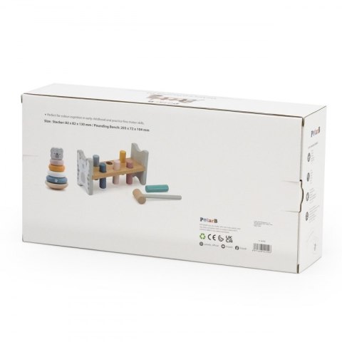 VIGA PolarB Zestaw Drewniana Piramidka + Przebijanka z Młoteczkiem Miś Polarny Montessori Viga Toys VIGA PolarB Zestaw Drewniana Piramidka + Przebijanka z Młoteczkiem Miś Polarny Montessori Viga Toys