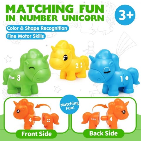 WOOPIE Figurki Montessori Zestaw Edukacyjny Jednorożce do Składania "Dopasuj Cyferki" 13 el. Woopie