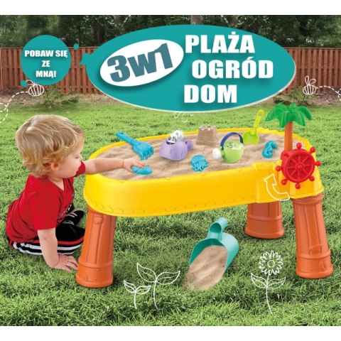 WOOPIE Stolik Wodny 2w1 Piaskownica Statek Piracki 8 akc. Woopie