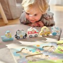 Tooky Toy Drewniane Puzzle Pojazdy Samochody Samolot Statek Miasto Dopasuj Kształty Tooky Toy