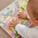 Tooky Toy Drewniane Puzzle Pojazdy Samochody Samolot Statek Miasto Dopasuj Kształty Tooky Toy