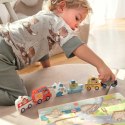 Tooky Toy Drewniane Puzzle Pojazdy Samochody Samolot Statek Miasto Dopasuj Kształty Tooky Toy