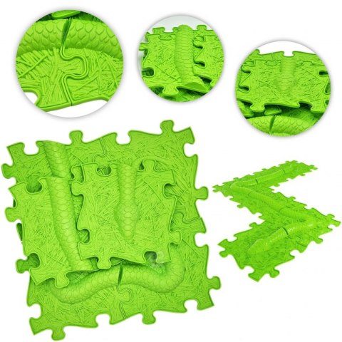 WOOPIE Mata Sensoryczna Ortopedyczna Puzzle Wąż Zielony 6 el. Woopie
