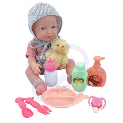WOOPIE ROYAL Lalka Bobas 36 cm w Ubranku z Misiem Akcesoria do Karmienia Woopie Royal WOOPIE ROYAL Lalka Bobas 36 cm w Ubranku z Misiem Akcesoria do Karmienia Woopie Royal