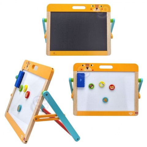 TOOKY TOY Tablica Edukacyjna 2w1 Magnetyczna Kredowa dla Dzieci Magnesy Gąbka 6 el. Tooky Toy