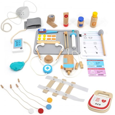 VIGA Duży Drewniany Ambulans Zestaw Karetka Małych Ratowników Akcesoria 25 el. Viga Toys VIGA Duży Drewniany Ambulans Zestaw Karetka Małych Ratowników Akcesoria 25 el. Viga Toys