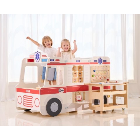 VIGA Duży Drewniany Ambulans Zestaw Karetka Małych Ratowników Akcesoria 25 el. Viga Toys VIGA Duży Drewniany Ambulans Zestaw Karetka Małych Ratowników Akcesoria 25 el. Viga Toys
