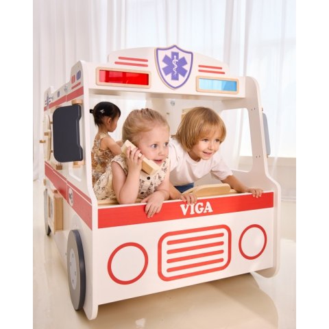 VIGA Duży Drewniany Ambulans Zestaw Karetka Małych Ratowników Akcesoria 25 el. Viga Toys VIGA Duży Drewniany Ambulans Zestaw Karetka Małych Ratowników Akcesoria 25 el. Viga Toys