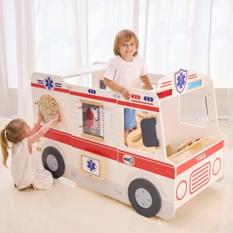VIGA Duży Drewniany Ambulans Zestaw Karetka Małych Ratowników Akcesoria 25 el. Viga Toys VIGA Duży Drewniany Ambulans Zestaw Karetka Małych Ratowników Akcesoria 25 el. Viga Toys