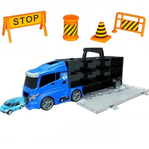 WOOPIE Zestaw Cieżarówka Transporter 3w1 Niebieski Policja Woopie WOOPIE Zestaw Cieżarówka Transporter 3w1 Niebieski Policja Woopie