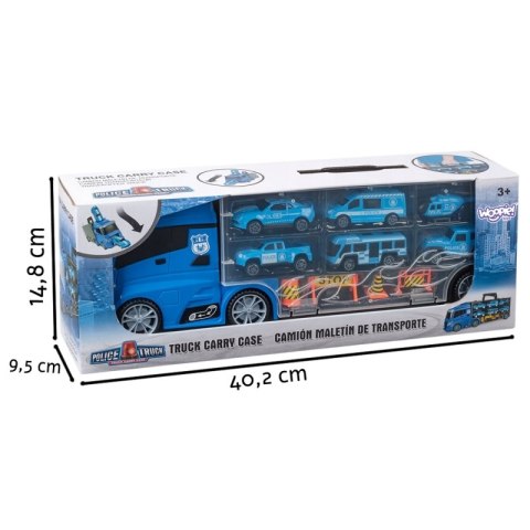 WOOPIE Zestaw Cieżarówka Transporter 3w1 Niebieski Policja Woopie WOOPIE Zestaw Cieżarówka Transporter 3w1 Niebieski Policja Woopie